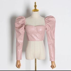Leather pink top